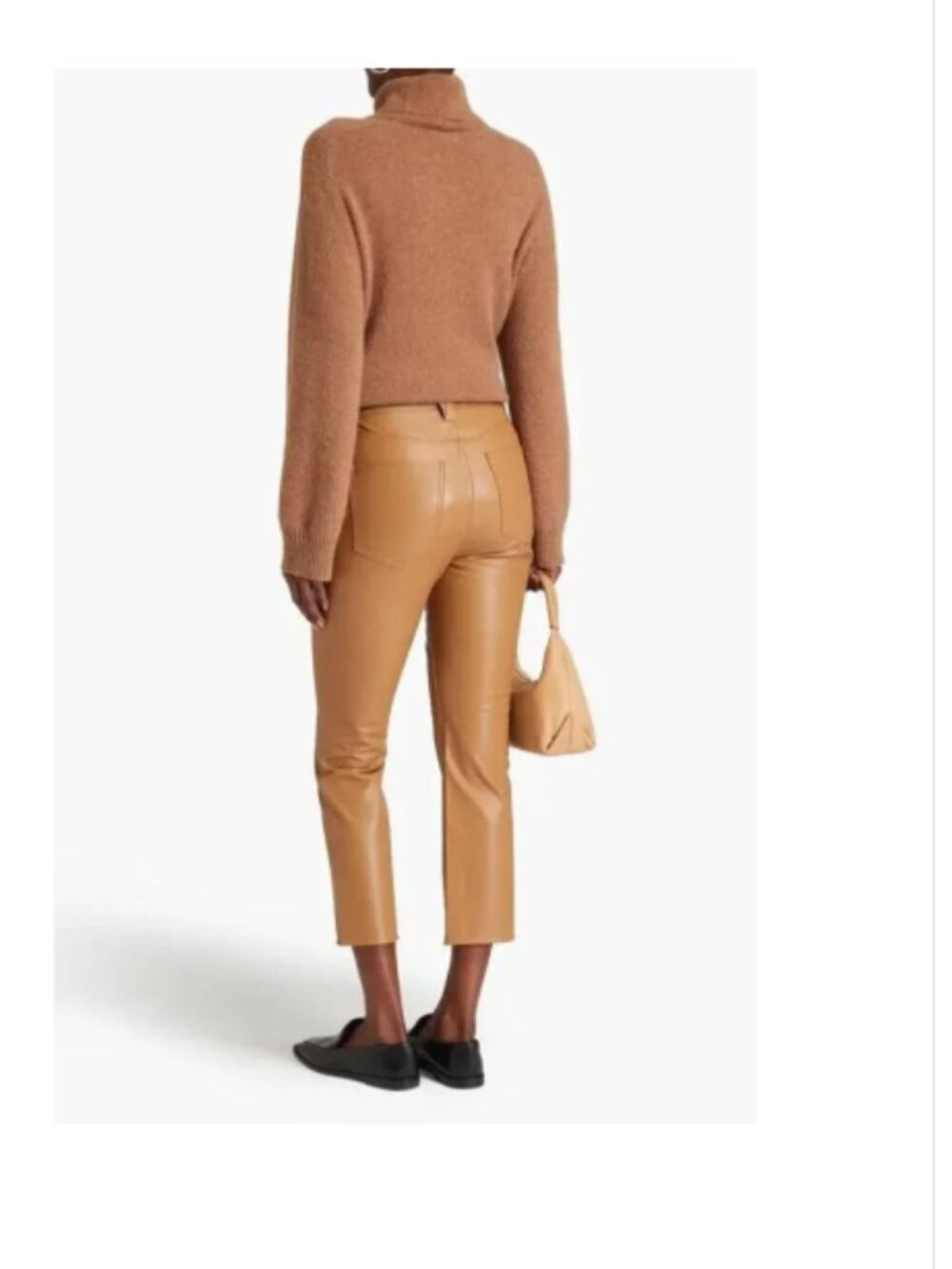 Veronica Beard Carly Kick Flare Pants Vegan Leather in Camel Size 26 - Picture 2 of 14